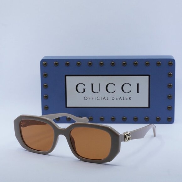 Gucci GG1535S 003 Geometric Sunglasses - Nude\\Brown